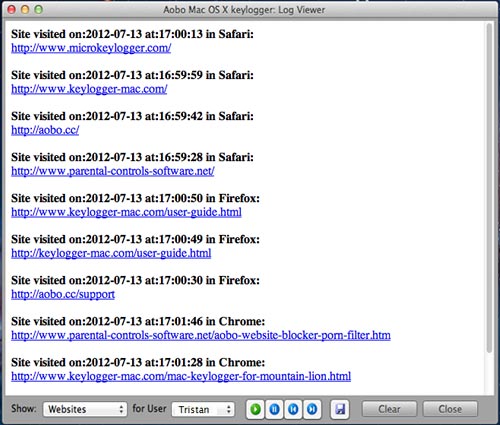 Record Websites visited in Safari