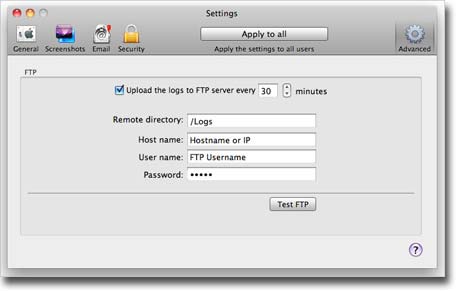 Amac Keylogger – FTP settings