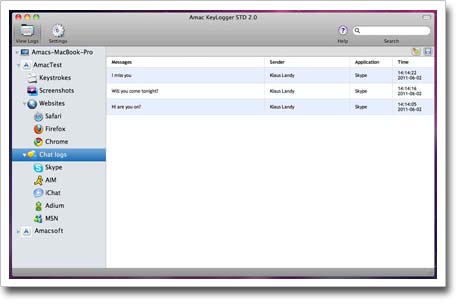 Amac Keylogger for Mac – log chats