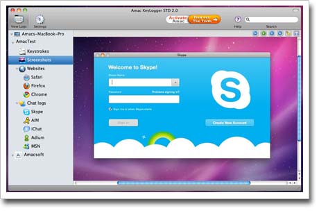 Amac Keylogger for Mac – capture screeshots