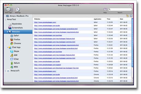 Amac Keylogger for Mac – record websites