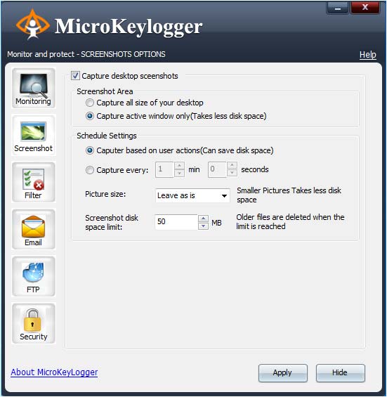 Micro Keylogger - Capture Screenshots